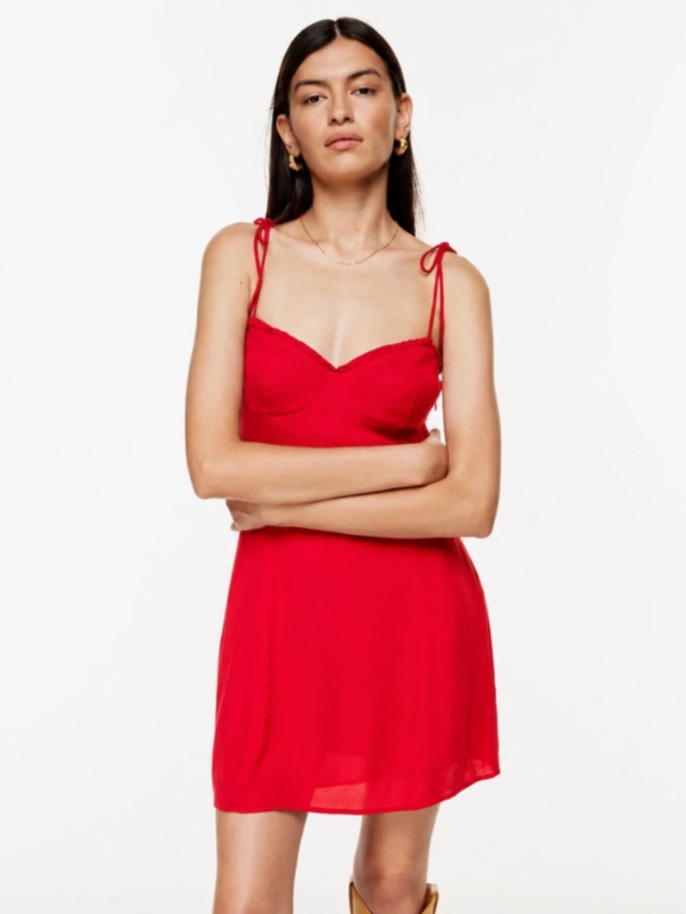 Wilfred by Aritzia Sexy Fable Bustier Mini Cocktail Dress Tomato Red Size 4